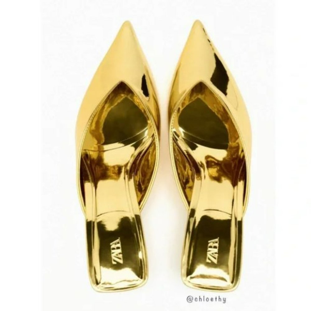 ZARA HEELED METALLIC MULES - Picture 2 of 10
